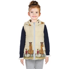 Tiger Sitting Beside Boy Painting Parody Cartoon Kids  Hooded Puffer Vest by Bakwanart