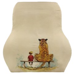 Tiger Sitting Beside Boy Painting Parody Cartoon Car Seat Back Cushion  by Bakwanart