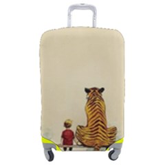 Tiger Sitting Beside Boy Painting Parody Cartoon Luggage Cover (medium) by Bakwanart