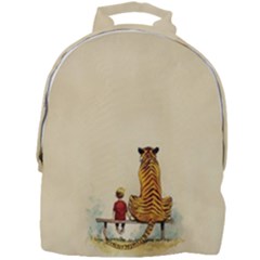 Tiger Sitting Beside Boy Painting Parody Cartoon Mini Full Print Backpack by Bakwanart