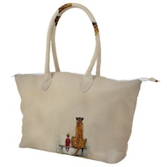 Tiger Sitting Beside Boy Painting Parody Cartoon Canvas Shoulder Bag by Bakwanart