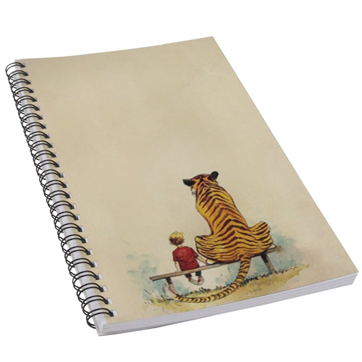 Tiger Sitting Beside Boy Painting Parody Cartoon 5.5  x 8.5  Notebook