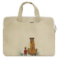 Tiger Sitting Beside Boy Painting Parody Cartoon Macbook Pro 13  Double Pocket Laptop Bag by Bakwanart