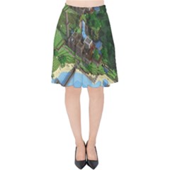 Green Village Miniature Technology Velvet High Waist Skirt by Bakwanart