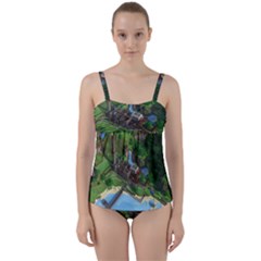 Green Village Miniature Technology Twist Front Tankini Set by Bakwanart