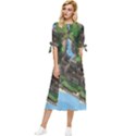 Green Village Miniature Technology Bow Sleeve Chiffon Midi Dress View1