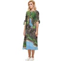 Green Village Miniature Technology Bow Sleeve Chiffon Midi Dress View2