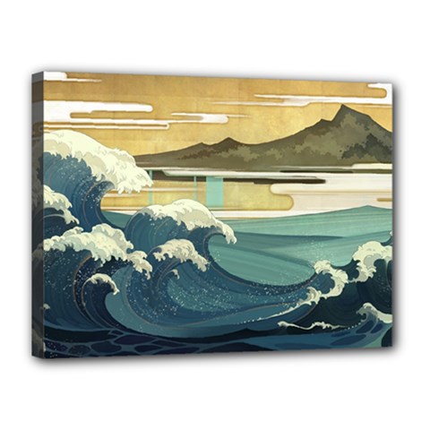 Sea Asia, Waves Japanese Art The Great Wave Off Kanagawa Canvas 16  X 12  (stretched) by Bakwanart