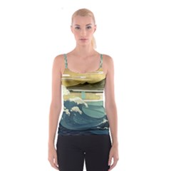 Sea Asia, Waves Japanese Art The Great Wave Off Kanagawa Spaghetti Strap Top by Bakwanart