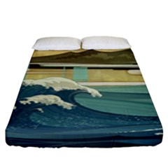 Sea Asia, Waves Japanese Art The Great Wave Off Kanagawa Fitted Sheet (king Size) by Bakwanart