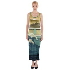 Sea Asia, Waves Japanese Art The Great Wave Off Kanagawa Fitted Maxi Dress by Bakwanart