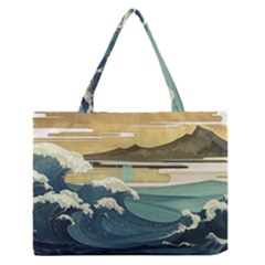 Sea Asia, Waves Japanese Art The Great Wave Off Kanagawa Zipper Medium Tote Bag by Bakwanart