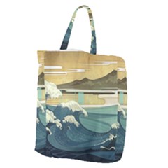 Sea Asia, Waves Japanese Art The Great Wave Off Kanagawa Giant Grocery Tote by Bakwanart