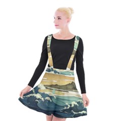 Sea Asia, Waves Japanese Art The Great Wave Off Kanagawa Suspender Skater Skirt by Bakwanart