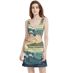 Sea Asia, Waves Japanese Art The Great Wave Off Kanagawa Velour Cutout Dress by Bakwanart