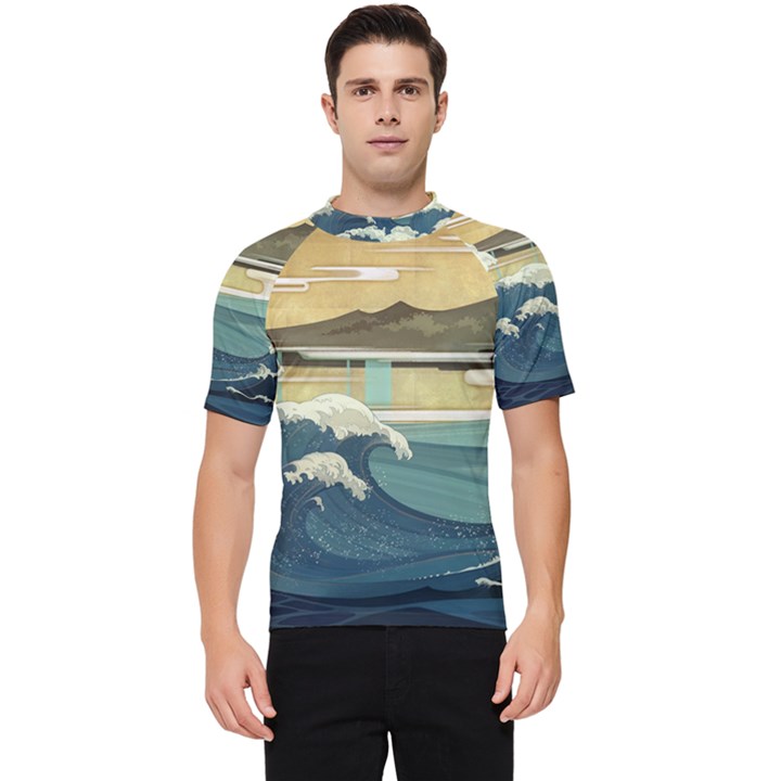 Sea Asia, Waves Japanese Art The Great Wave Off Kanagawa Men s Short Sleeve Rash Guard