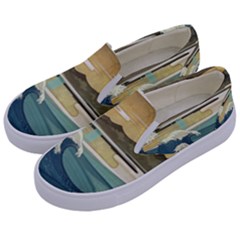 Sea Asia, Waves Japanese Art The Great Wave Off Kanagawa Kids  Canvas Slip Ons by Bakwanart