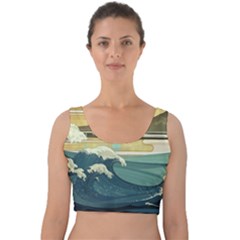 Sea Asia, Waves Japanese Art The Great Wave Off Kanagawa Velvet Crop Top by Bakwanart