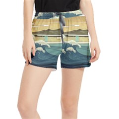 Sea Asia, Waves Japanese Art The Great Wave Off Kanagawa Women s Runner Shorts by Bakwanart