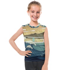 Sea Asia, Waves Japanese Art The Great Wave Off Kanagawa Kids  Mesh Tank Top by Bakwanart