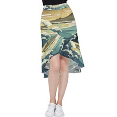 Sea Asia, Waves Japanese Art The Great Wave Off Kanagawa Frill Hi Low Chiffon Skirt by Bakwanart