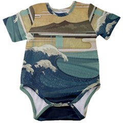 Sea Asia, Waves Japanese Art The Great Wave Off Kanagawa Baby Short Sleeve Bodysuit by Bakwanart