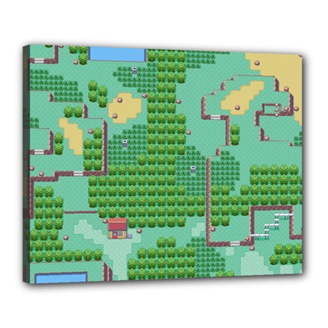 Green Retro Games Pattern Canvas 20  X 16  (stretched) by Bakwanart