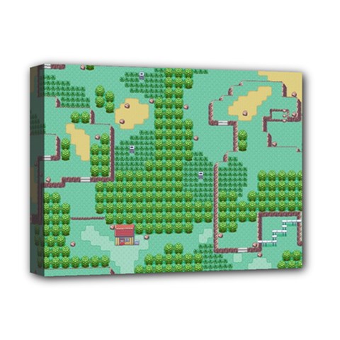 Green Retro Games Pattern Deluxe Canvas 16  X 12  (stretched)  by Bakwanart