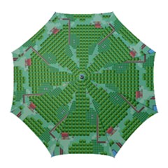 Green Retro Games Pattern Golf Umbrellas