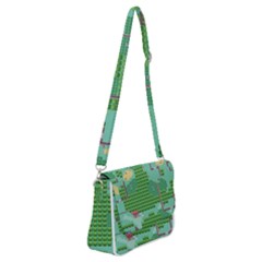 Green Retro Games Pattern Shoulder Bag With Back Zipper by Bakwanart