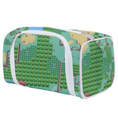 Green Retro Games Pattern Toiletries Pouch by Bakwanart