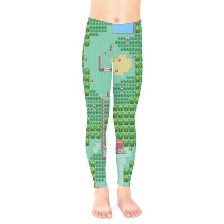 Green Retro Games Pattern Kids  Leggings