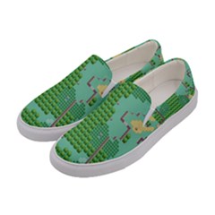 Green Retro Games Pattern Women s Canvas Slip Ons by Bakwanart