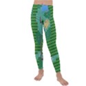 Green Retro Games Pattern Kids  Lightweight Velour Leggings View1