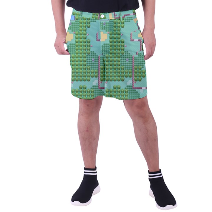 Green Retro Games Pattern Men s Pocket Shorts