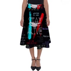 Stay Alive Perfect Length Midi Skirt by Bakwanart