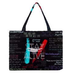 Stay Alive Zipper Medium Tote Bag by Bakwanart