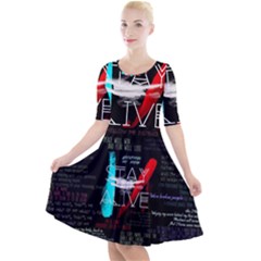 Stay Alive Quarter Sleeve A-line Dress by Bakwanart