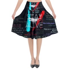 Stay Alive Flared Midi Skirt by Bakwanart