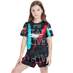 Stay Alive Kids  Tee And Sports Shorts Set by Bakwanart