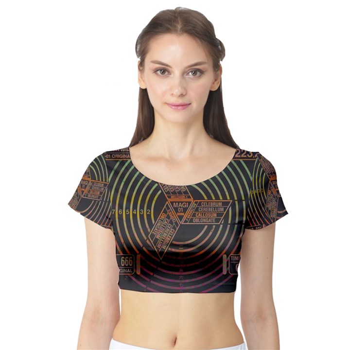 Black And Green Area Rug Neon Genesis Evangelion Computer Communication Short Sleeve Crop Top