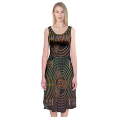 Black And Green Area Rug Neon Genesis Evangelion Computer Communication Midi Sleeveless Dress by Bakwanart