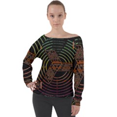 Black And Green Area Rug Neon Genesis Evangelion Computer Communication Off Shoulder Long Sleeve Velour Top by Bakwanart