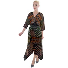 Black And Green Area Rug Neon Genesis Evangelion Computer Communication Quarter Sleeve Wrap Front Maxi Dress by Bakwanart