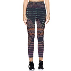 Black And Green Area Rug Neon Genesis Evangelion Computer Communication Pocket Leggings  by Bakwanart