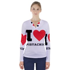 I Love Pistachio V-neck Long Sleeve Top by ilovewhateva