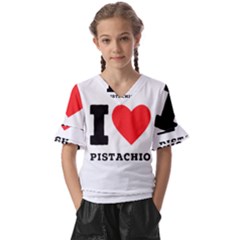 I Love Pistachio Kids  V-neck Horn Sleeve Blouse by ilovewhateva