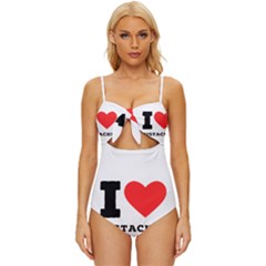 I Love Pistachio Knot Front One-piece Swimsuit by ilovewhateva