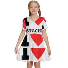 I Love Pistachio Kids  Short Sleeve Tiered Mini Dress by ilovewhateva