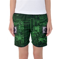 Technology Computer Chip Electronics Industry Circuit Board Women s Basketball Shorts by Bakwanart